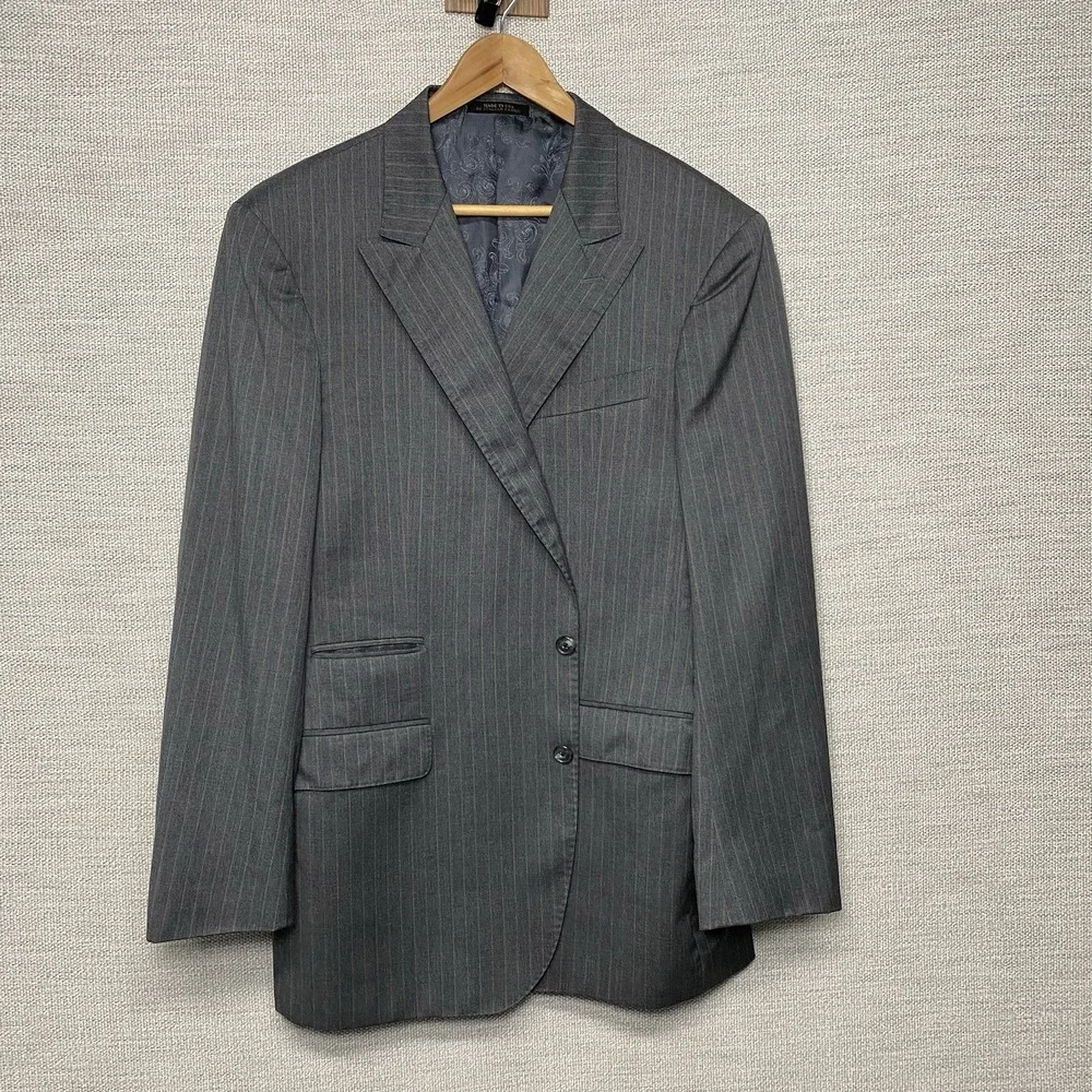 Jos A Bank Reserve Suit 2 Piece 46L (38x30) 2B2V VBC Tailored Fit Gray Stripe